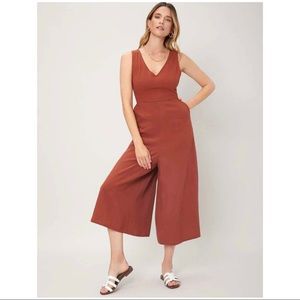 Capris culottes linen jumpsuit